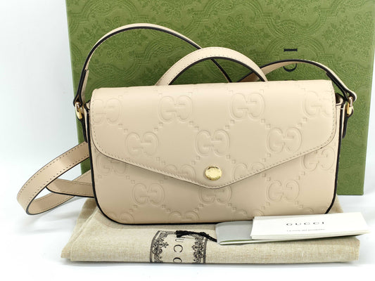 GUCCI GG Super Mini Shoulder Bag, Beige, 772794