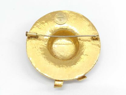 CHANEL straw hat brooch