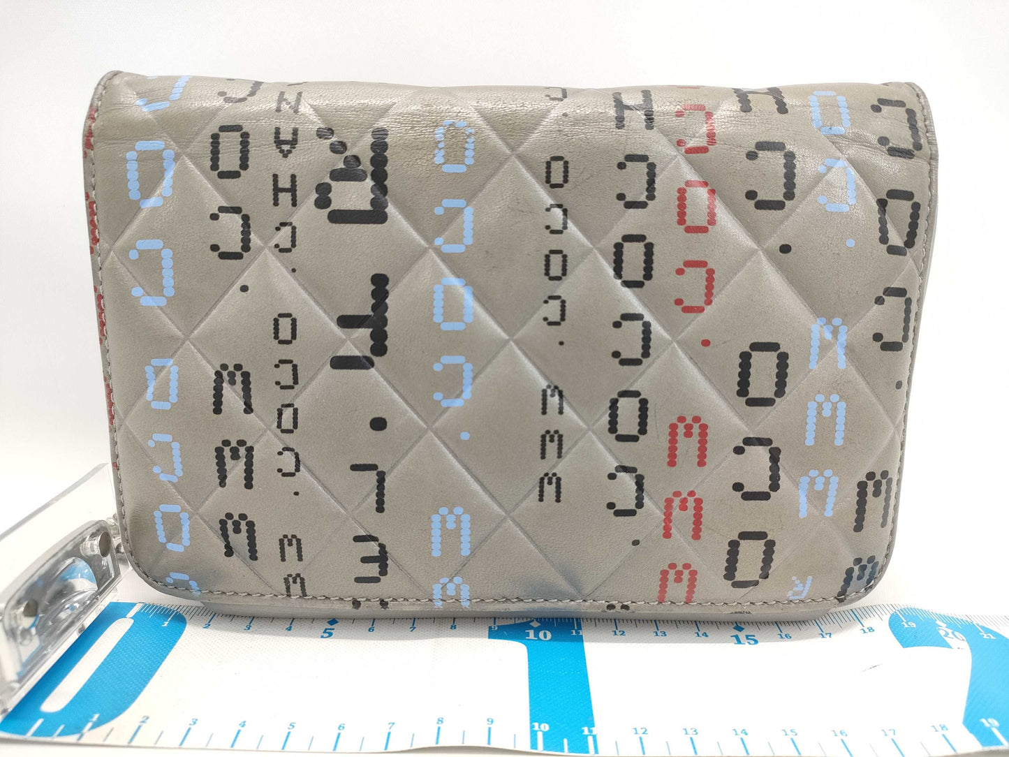 CHANEL Lambskin Typography Matelasse Chain Wallet Shoulder Bag with Seal, No. 23