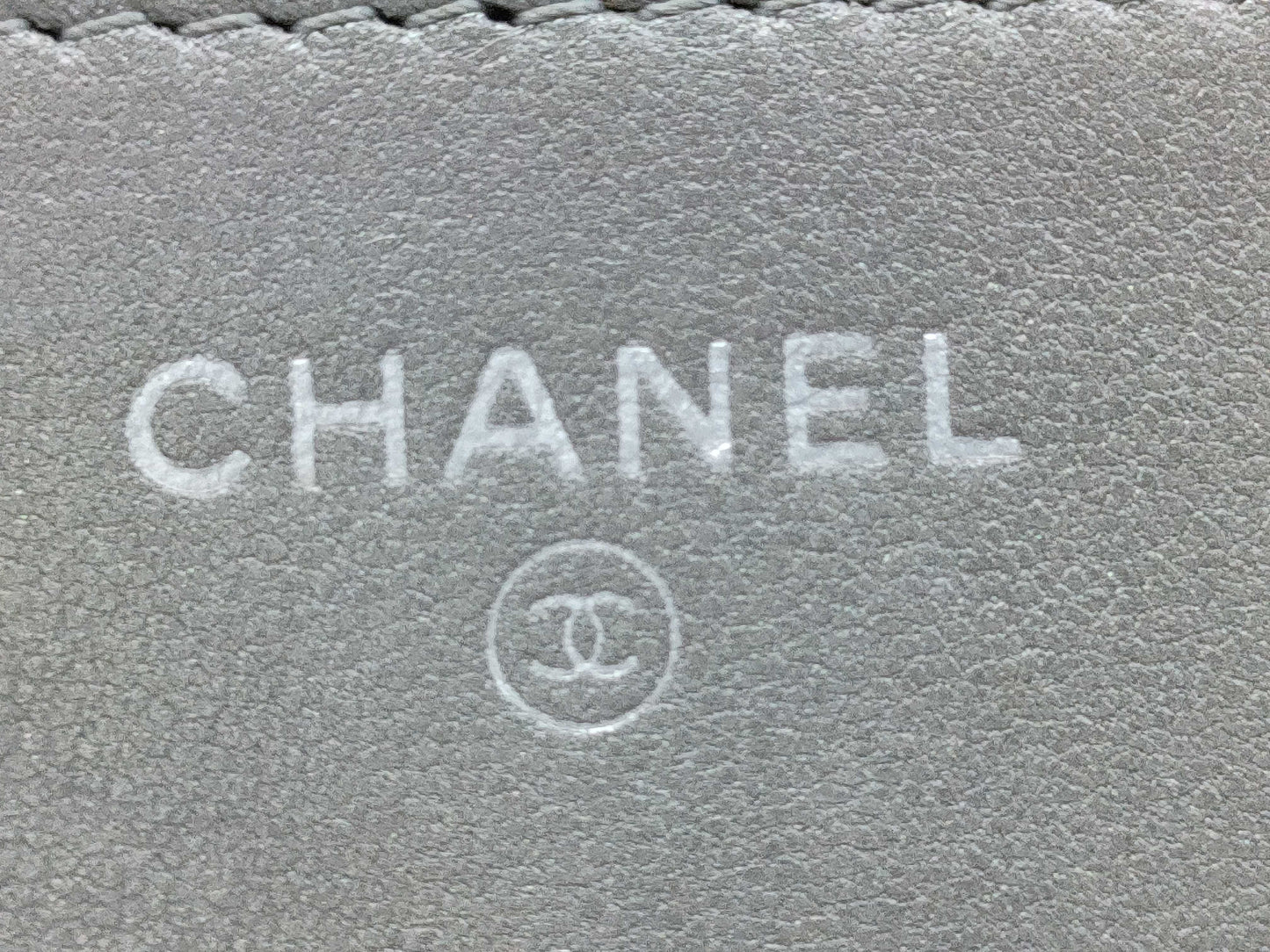 CHANEL Lambskin Typography Matelasse Chain Wallet Shoulder Bag with Seal, No. 23