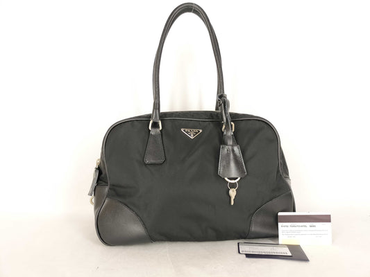 PRADA Nylon Prada Shoulder Bag, Black