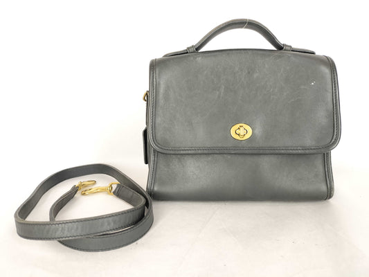 COACH 2-Way Leather Gray Shoulder Bag