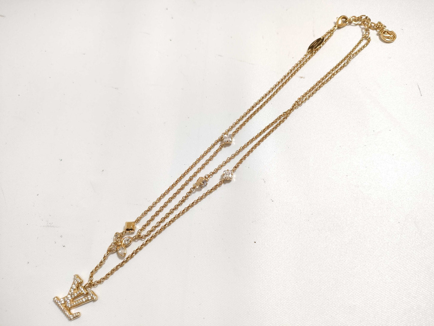 LOUIS VUITTON M01845 Ladies LV Rhinestone Monogram Flower Necklace
