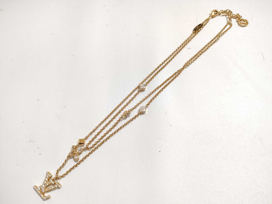 LOUIS VUITTON M01845 Ladies LV Rhinestone Monogram Flower Necklace