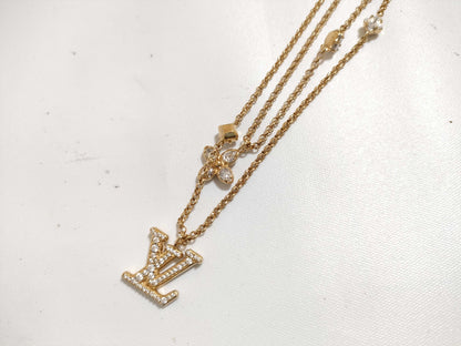 LOUIS VUITTON M01845 Ladies LV Rhinestone Monogram Flower Necklace