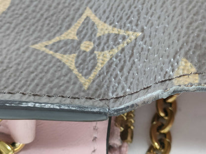 LOUIS VUITTON RFID Verified S N 4199 Monogram Louis Vuitton Monogram Portefeuille Flore Chain Rose Ballerine Shoulder Bag