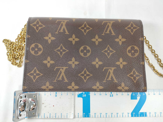 LOUIS VUITTON RFID Verified S N 4199 Monogram Louis Vuitton Monogram Portefeuille Flore Chain Rose Ballerine Shoulder Bag