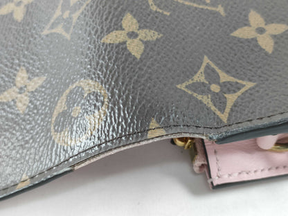 LOUIS VUITTON RFID Verified S N 4199 Monogram Louis Vuitton Monogram Portefeuille Flore Chain Rose Ballerine Shoulder Bag
