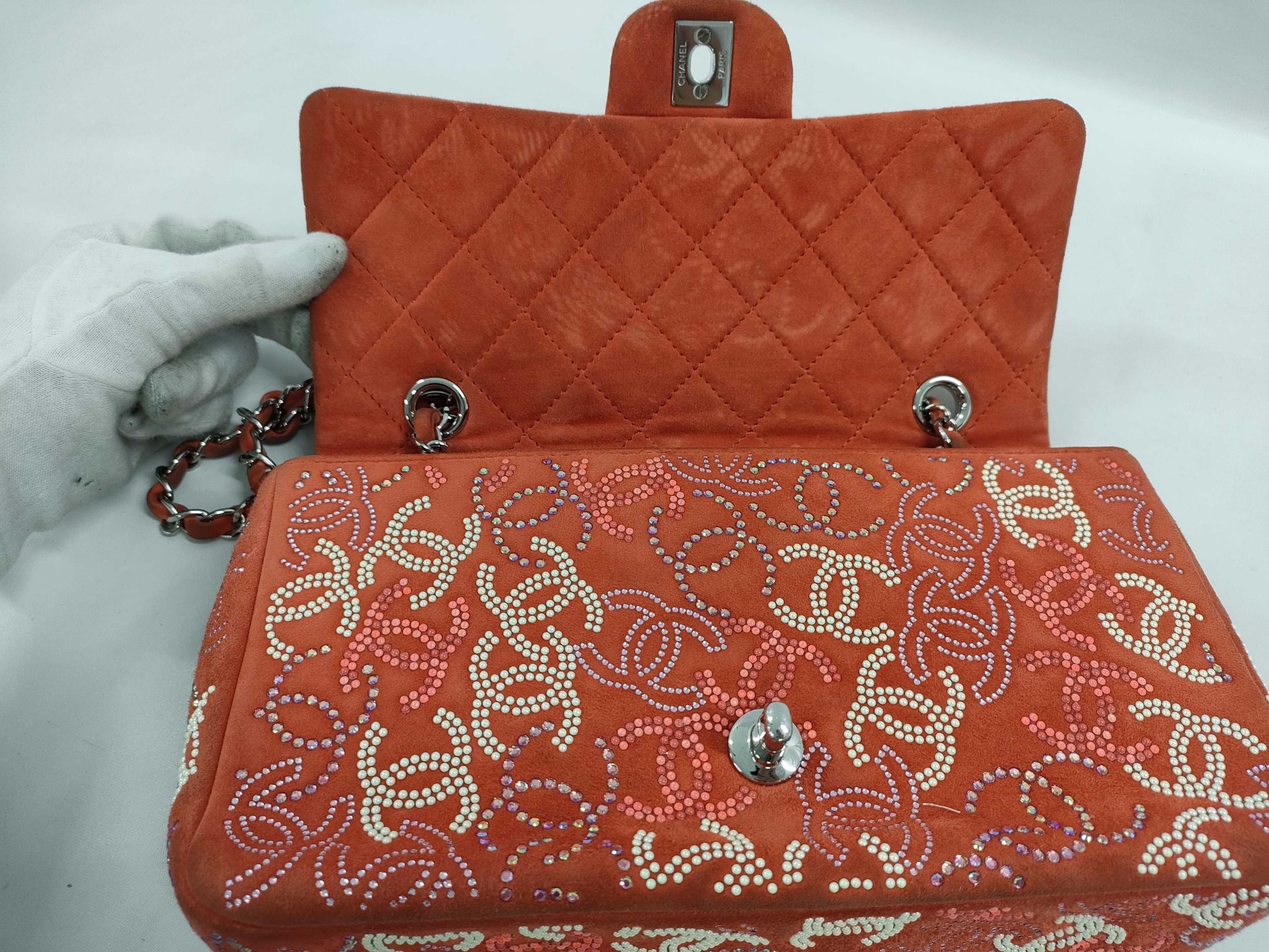 CHANEL SAMPLE COCO MARK RHINESTONE SHOULDER BAG