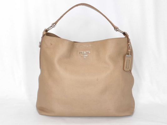 PRADA Vitello One-Shoulder Beige Shoulder Bag