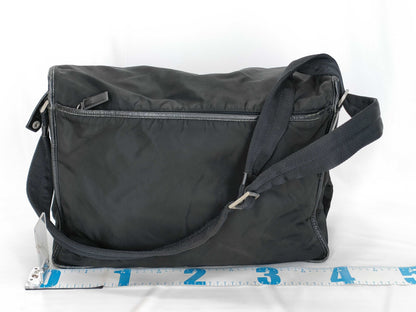 PRADA Nylon Prada Saffiano Combination Messenger Bag Black Shoulder Bag