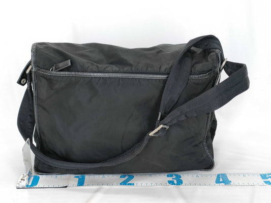 PRADA Nylon Prada Saffiano Combination Messenger Bag Black Shoulder Bag