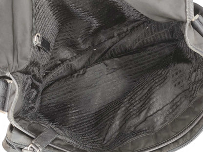 PRADA Nylon Prada Saffiano Combination Messenger Bag Black Shoulder Bag