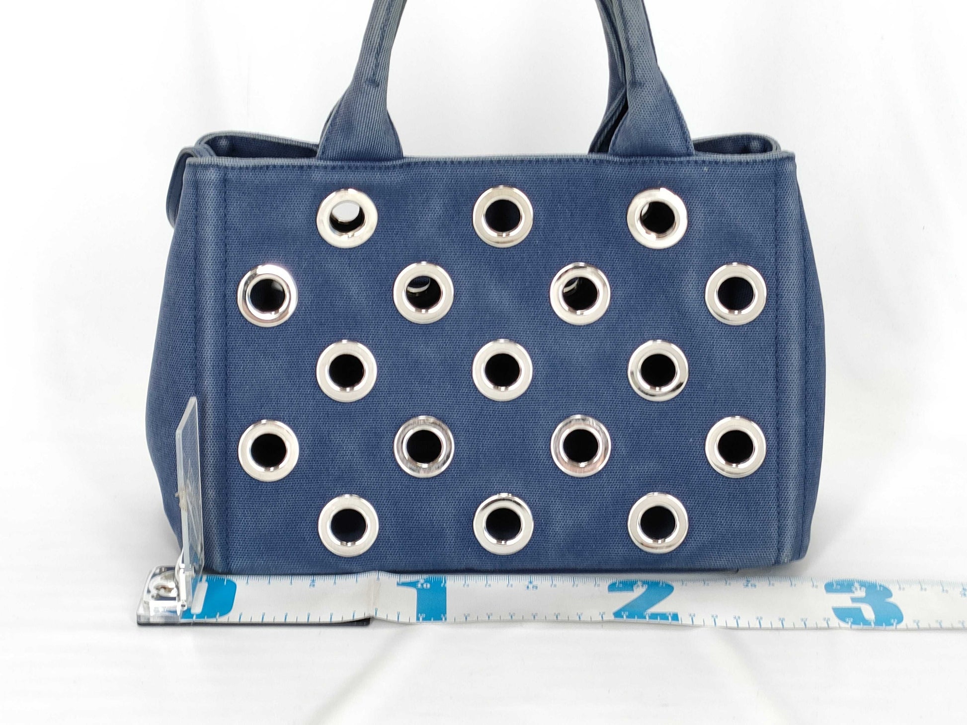 PRADA Prada Grommet Canapa Tote Bag with Pouch