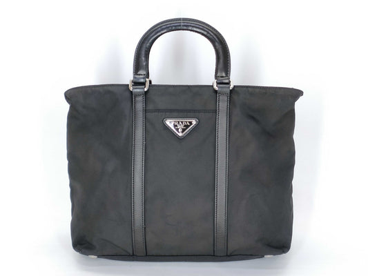 PRADA nylon Prada nylon calfskin black handbag