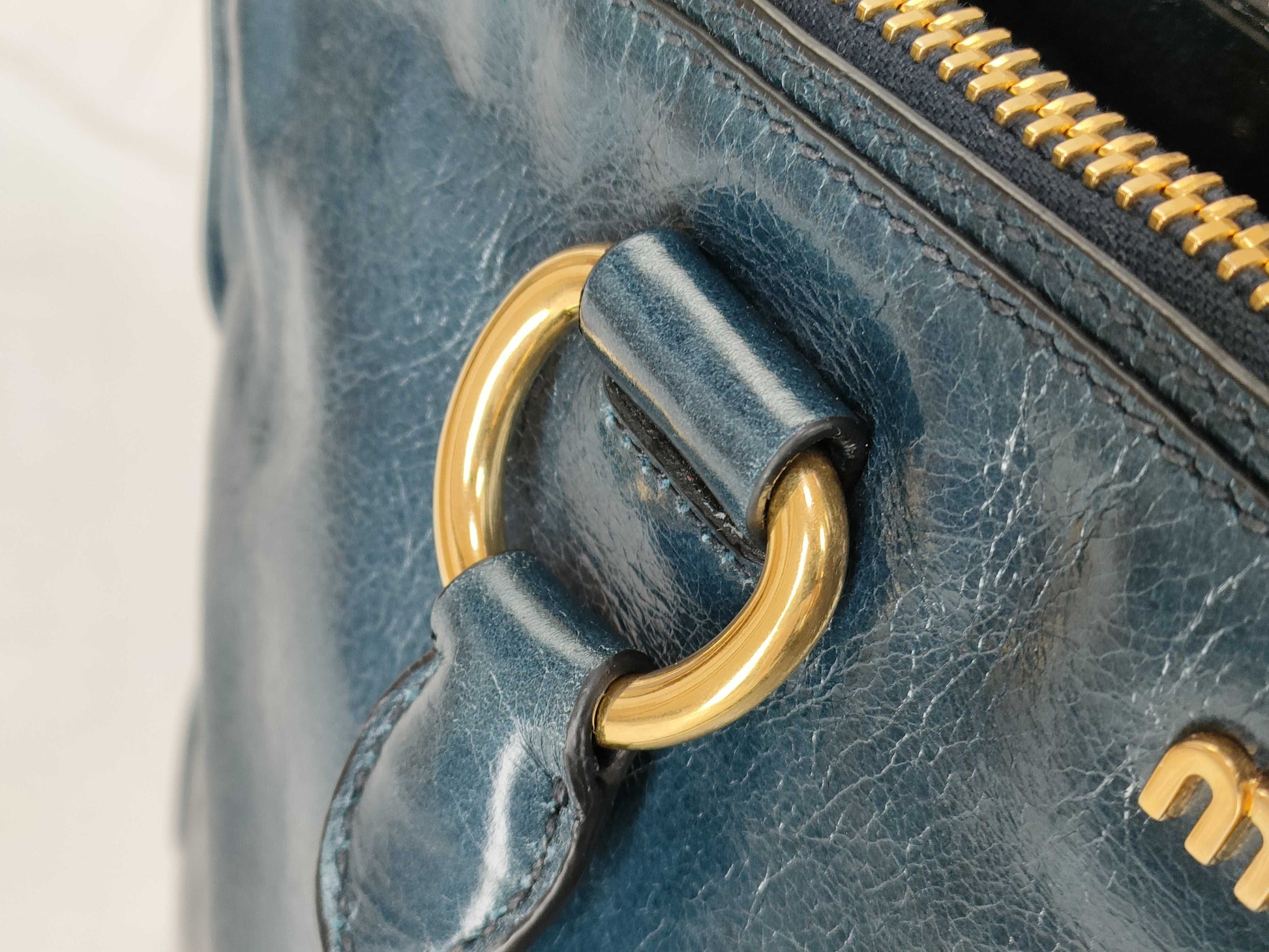 Miu Miu Vitello Shine Mini Boston Handbag