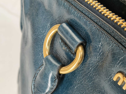 Miu Miu Vitello Shine Mini Boston Handbag