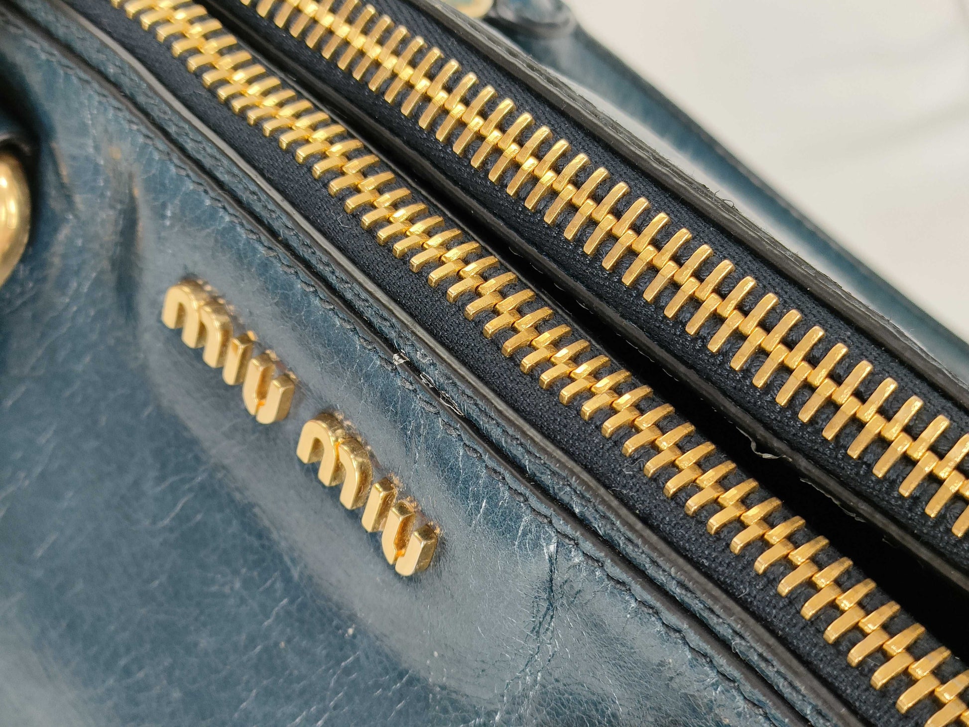 Miu Miu Vitello Shine Mini Boston Handbag