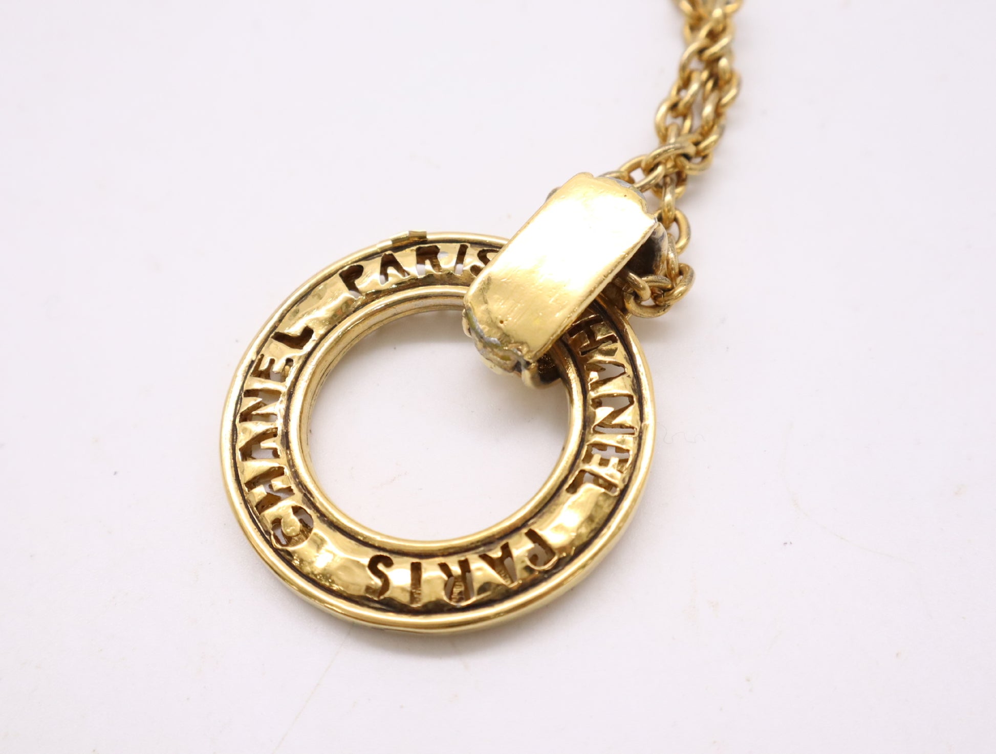 CHANEL Logo Ring Chain Necklace, Gold, Box Included, Chain Approx. 90cm