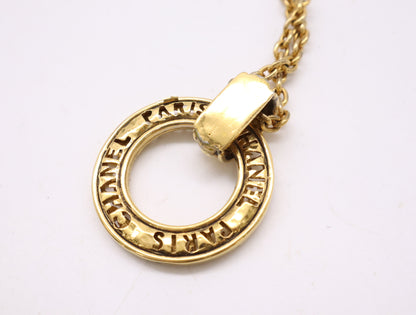 CHANEL Logo Ring Chain Necklace, Gold, Box Included, Chain Approx. 90cm