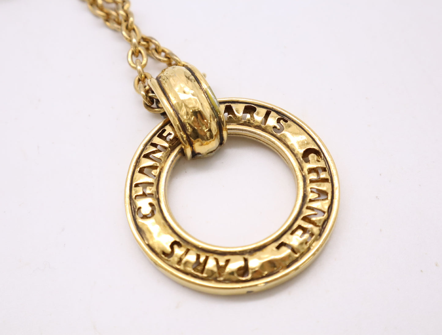 CHANEL Logo Ring Chain Necklace, Gold, Box Included, Chain Approx. 90cm