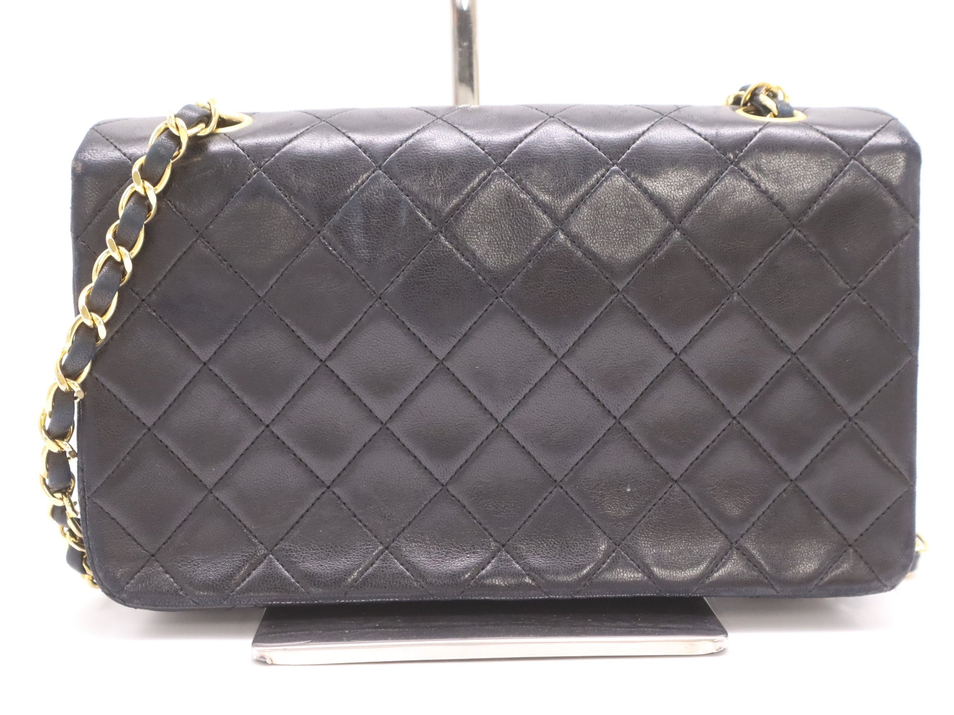 CHANEL Matelasse 23 Shoulder Bag with Full Flap, S-Chain, Turn Lock, GD Hardware, Black, Seal Marks, Card Number 1395084