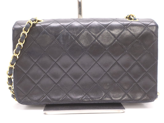 CHANEL Matelasse 23 Shoulder Bag with Full Flap, S-Chain, Turn Lock, GD Hardware, Black, Seal Marks, Card Number 1395084