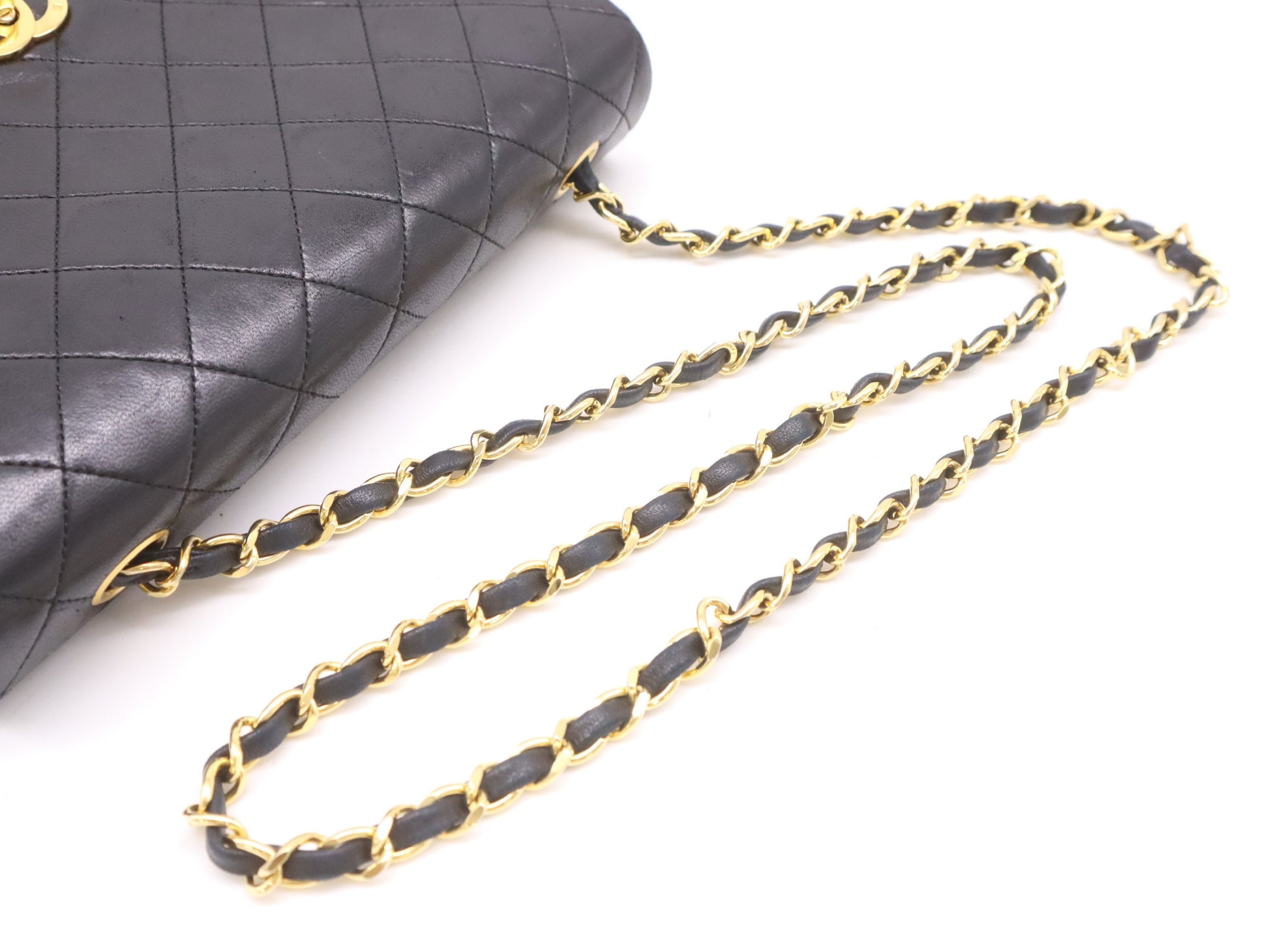 CHANEL Matelasse 23 Shoulder Bag with Full Flap, S-Chain, Turn Lock, GD Hardware, Black, Seal Marks, Card Number 1395084