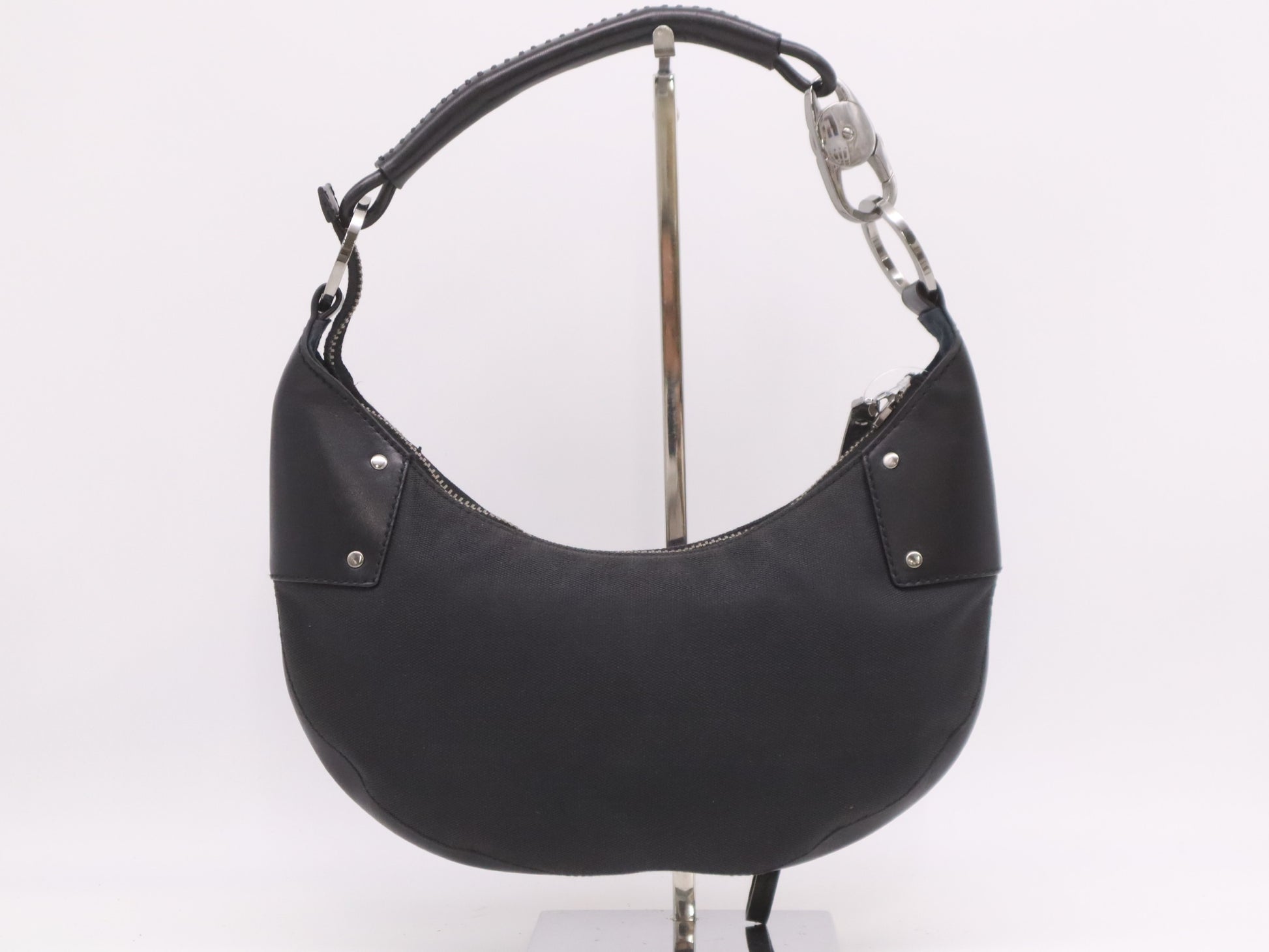 GUCCI 109208 Canvas x Leather One-Shoulder Black Shoulder Bag