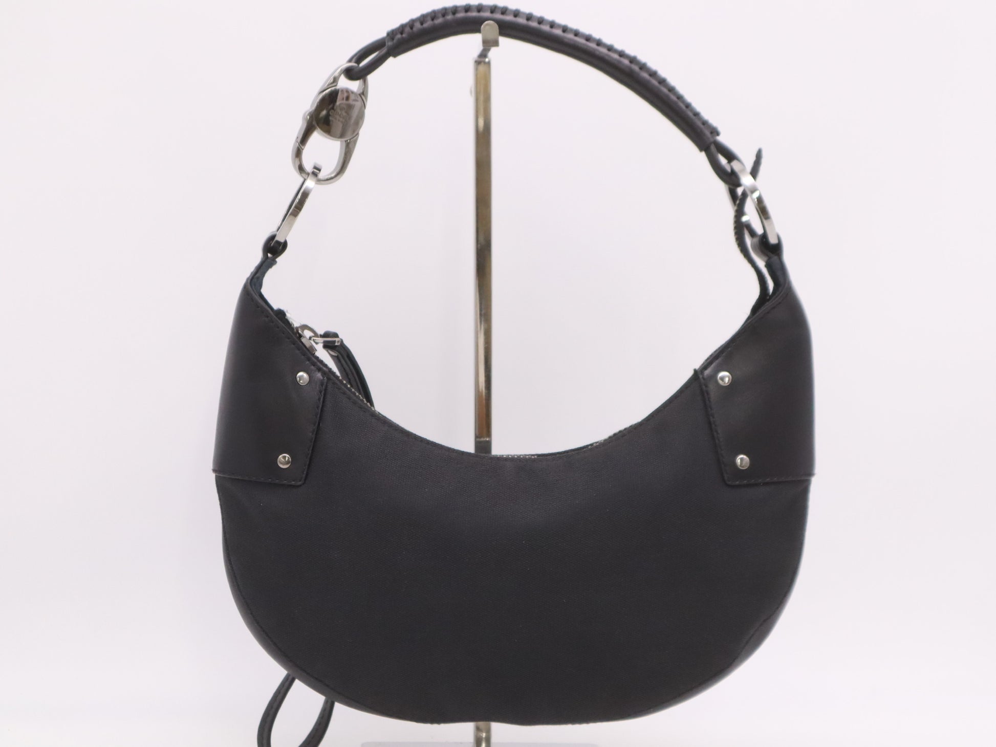 GUCCI 109208 Canvas x Leather One-Shoulder Black Shoulder Bag