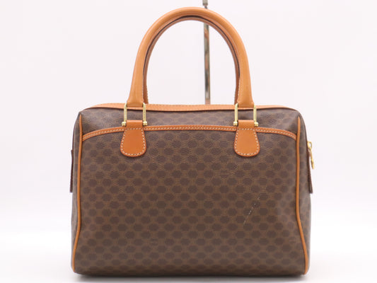 CELINE PVC and Leather Macadam Handbag with Triomphe Logo, Brown