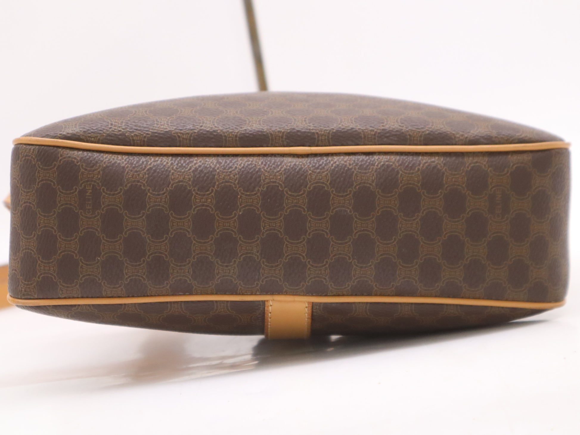 CELINE PVC and Leather Macadam Shoulder Bag in Dark Brown