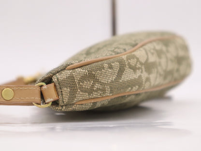 Dior MC0071 Canvas and Leather Trotter Saddle Handbag Green Brown Shoulder Bag