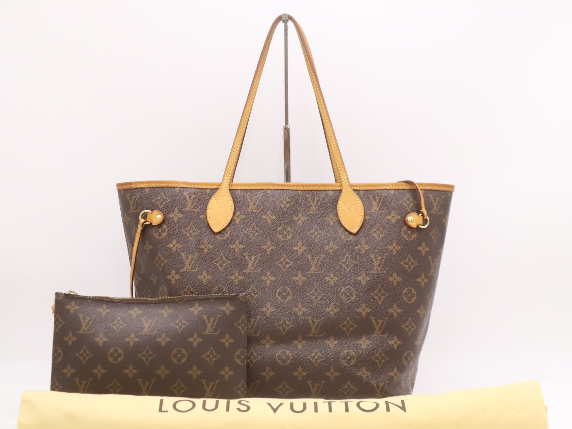 LOUIS VUITTON M40996 Monogram Neverfull MM Fuchsia Tote Bag with Pouch and Dust Bag