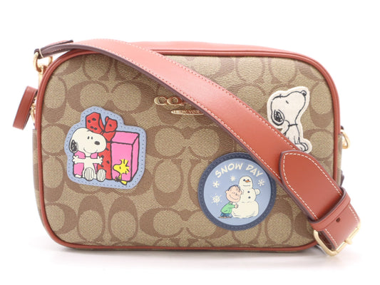 COACH H2273-CF304 Signature Shoulder Bag with Snoopy Collaboration Shoulder Strap and Dust Bag
