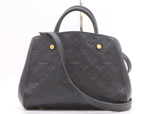 LOUIS VUITTON M41053 Monogram Empreinte Montaigne BB Noir Handbag with RFID Response Verified, SP3187