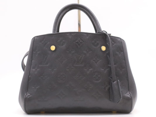 LOUIS VUITTON M41053 Monogram Empreinte Montaigne BB Noir Handbag with RFID Response Verified, SP3187