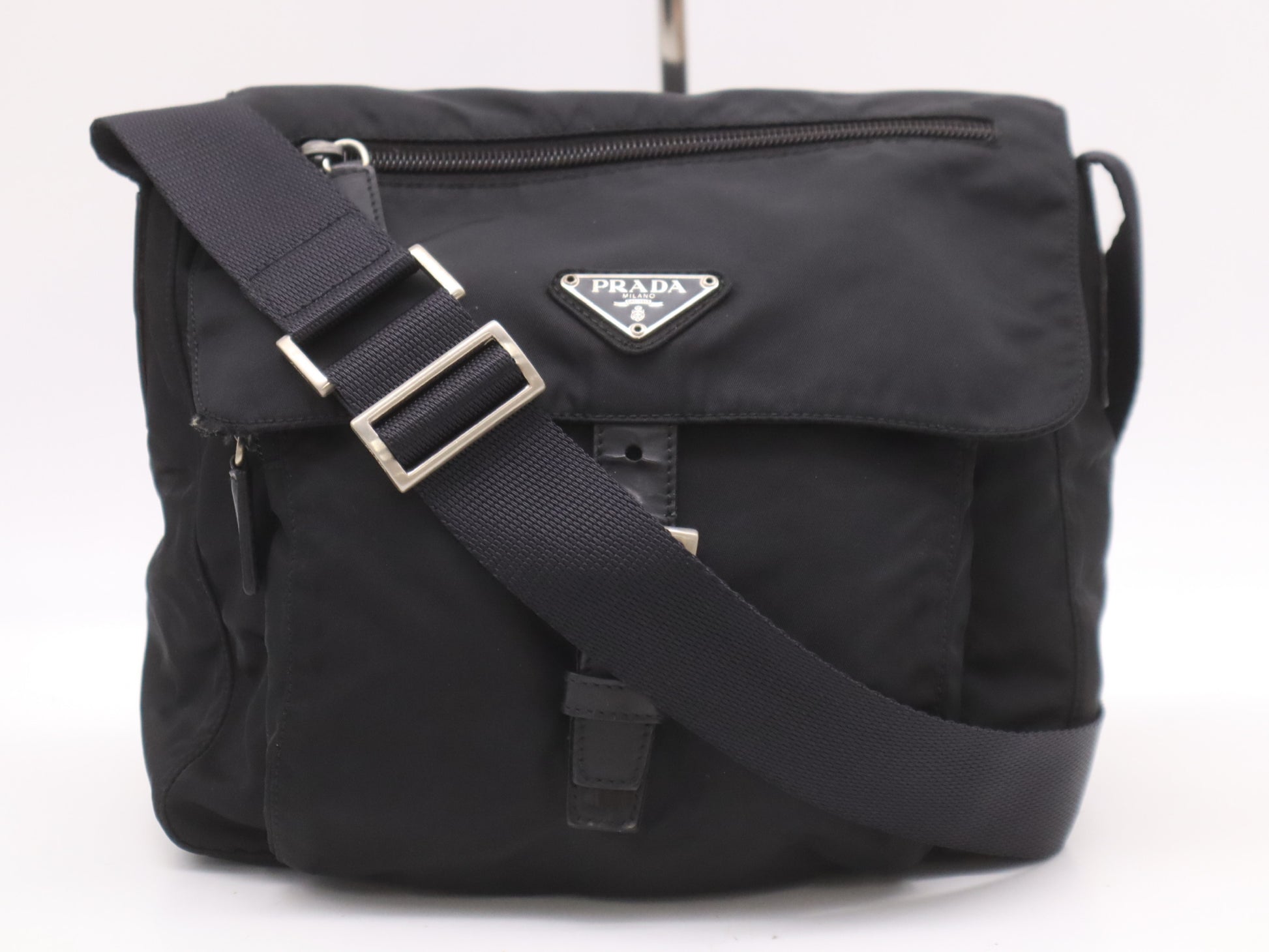 PRADA nylon shoulder bag with white tag