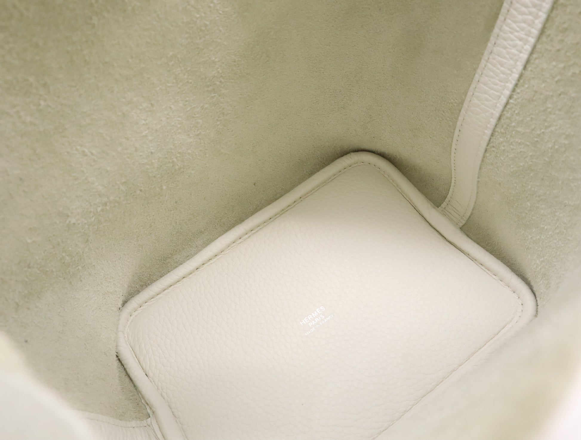 HERMES Picotin Lock PM Handbag, Double Stamp, 2024, Taurillon Leather, Silver Hardware, White, Handbag