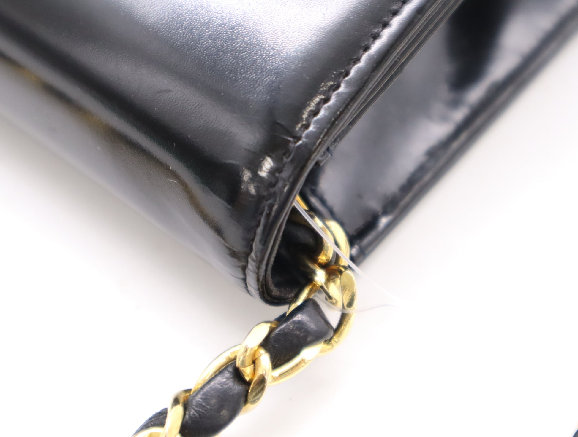 CHANEL Patent Leather Coco Mark Chain Shoulder Bag with GD Hardware, Black, Dust Bag Included