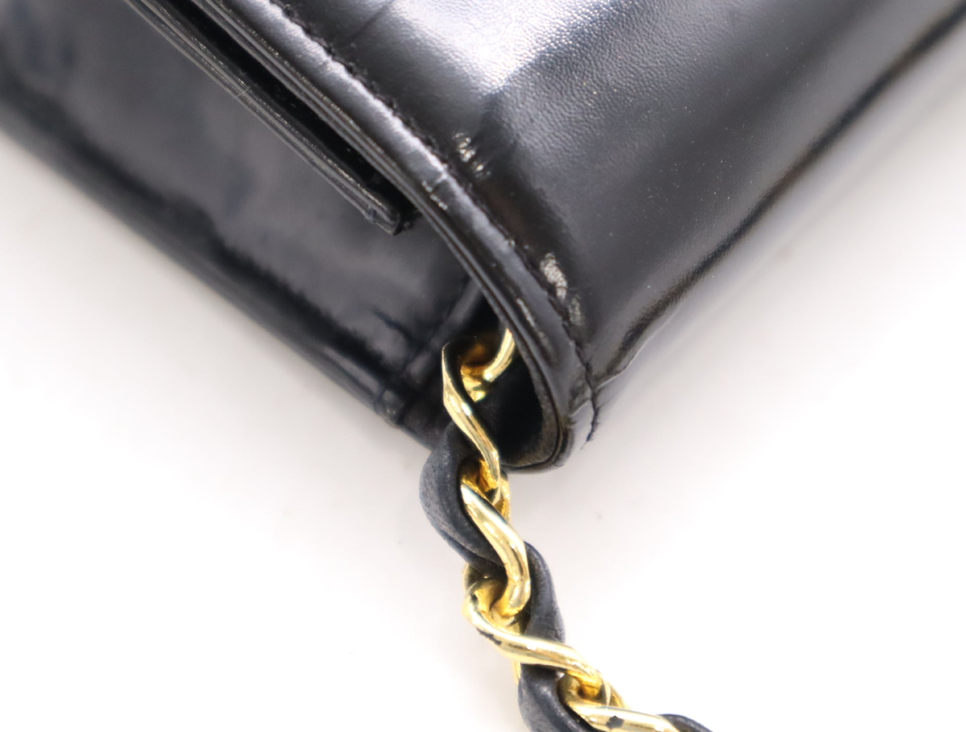 CHANEL Patent Leather Coco Mark Chain Shoulder Bag with GD Hardware, Black, Dust Bag Included