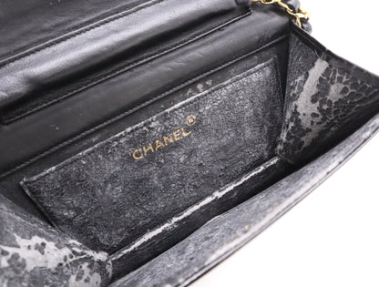 CHANEL Patent Leather Coco Mark Chain Shoulder Bag with GD Hardware, Black, Dust Bag Included