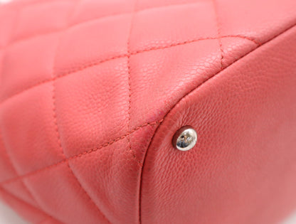 CHANEL Caviar Skin Matelasse Chain Tote Bag with Silver Hardware and Pink Seal 20329788 Shoulder Bag