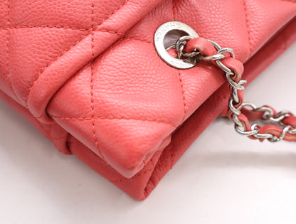 CHANEL Caviar Skin Matelasse Chain Tote Bag with Silver Hardware and Pink Seal 20329788 Shoulder Bag