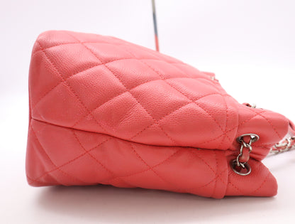CHANEL Caviar Skin Matelasse Chain Tote Bag with Silver Hardware and Pink Seal 20329788 Shoulder Bag