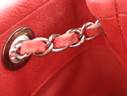 CHANEL Caviar Skin Matelasse Chain Tote Bag with Silver Hardware and Pink Seal 20329788 Shoulder Bag