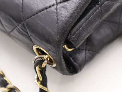 CHANEL Lambskin Mini Matelasse 16 Shoulder Bag with Small Flap, Small Chain, Gold Hardware, Black Seal, 8409222