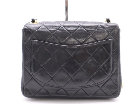 CHANEL Lambskin Mini Matelasse 16 Shoulder Bag with Small Flap, Small Chain, Gold Hardware, Black Seal, 8409222