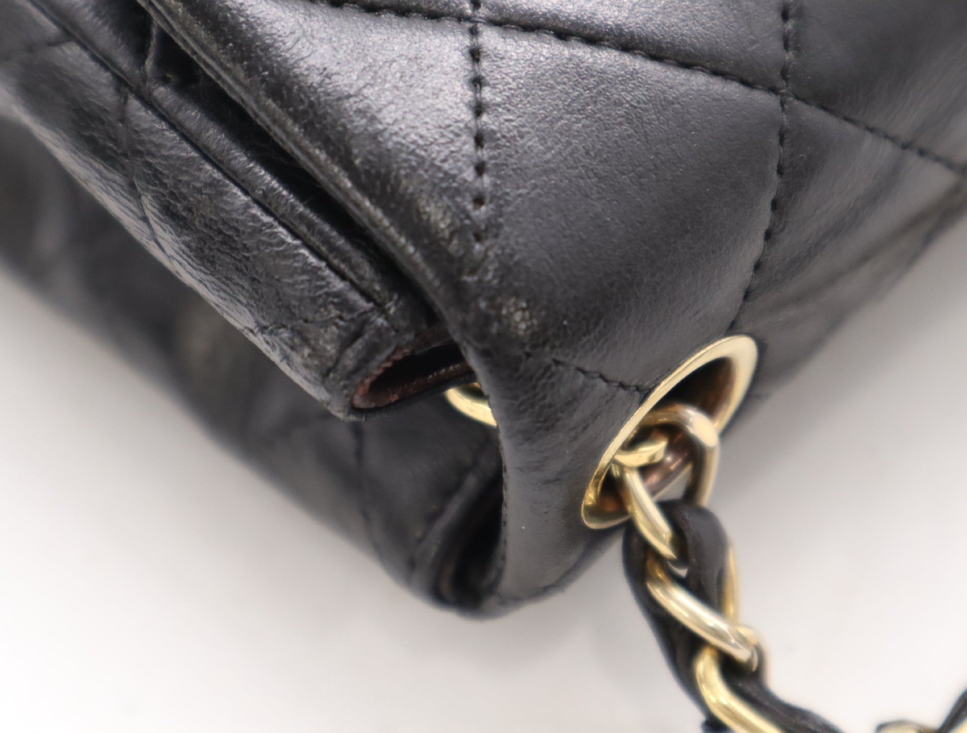 CHANEL Lambskin Mini Matelasse 16 Shoulder Bag with Small Flap, Small Chain, Gold Hardware, Black Seal, 8409222