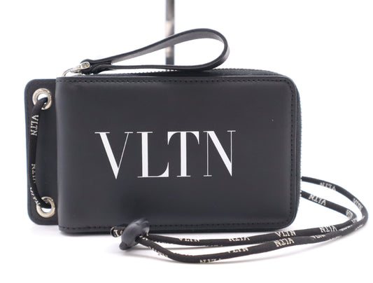 VALENTINO WY2P0P90LVNVLTN Neck Strap Wallet Leather Black Wallet